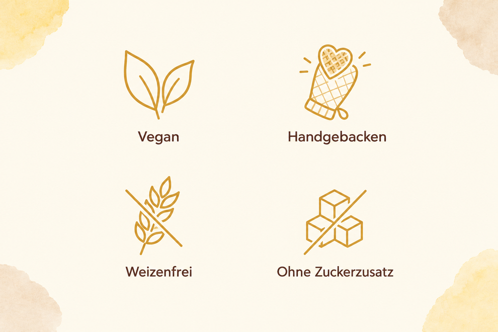 Icon-Grid für Waffelherzen Banane-Erdnuss