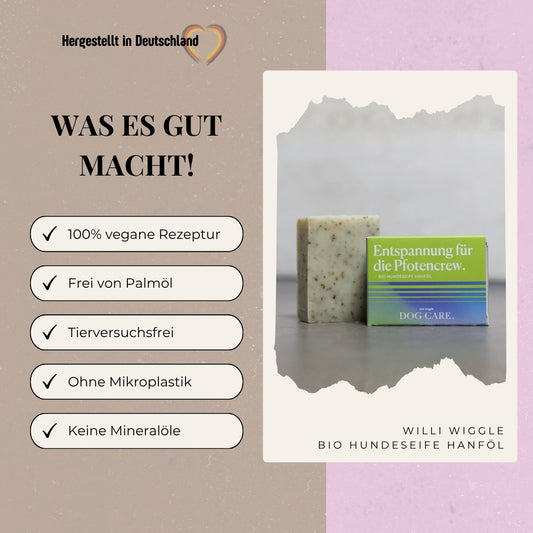 Festes Hundeshampoo – Bio Hundeseife Hanföl