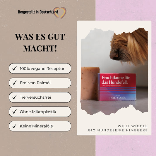 Festes Hundeshampoo – Bio Hundeseife Himbeere